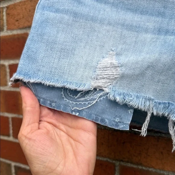 Aerie Light Blue Distressed Jean Shorts - Picture 3 of 5